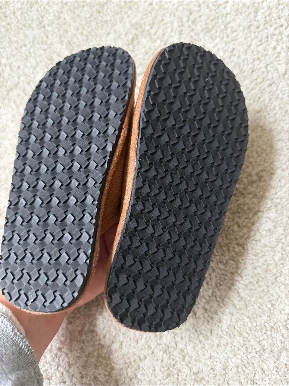 Lucky Brand Kid’s Tan Brown Suede-Look Slip-On Slippers (size 11-12 little kids)